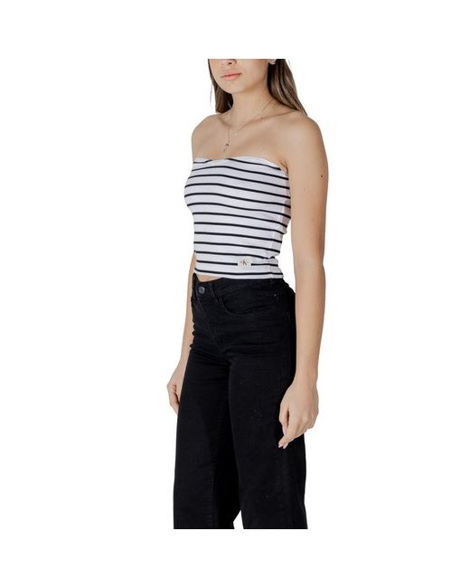 Calvin Klein Black White Cotton Rigenerato Tops & T