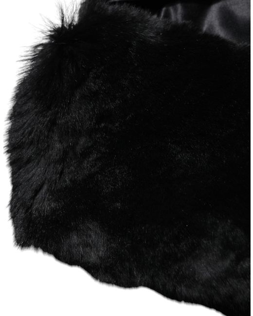 Dolce & Gabbana Black Lamb Fur Collar Neck Wrap Scarf