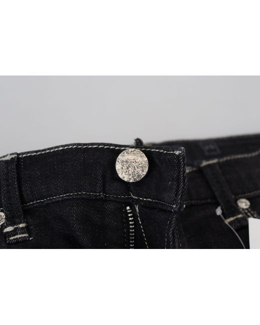 Acht Black Elegant Tapered Mid Waist Jeans
