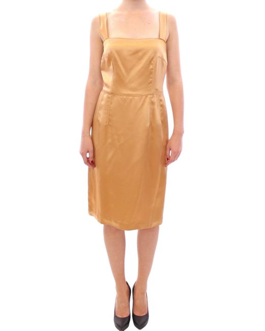 Dolce & Gabbana Multicolor Dolce Gabbana Bronze Silk Sheath Dress