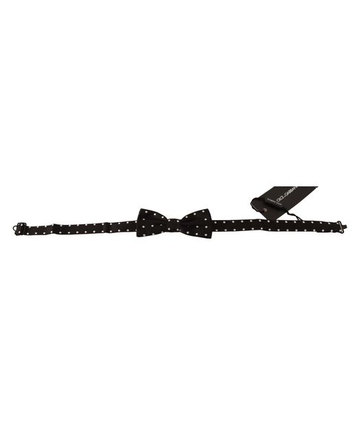 Dolce & Gabbana Black Polka Dot Silk Adjustable Neck Papillon Bow Tie for men