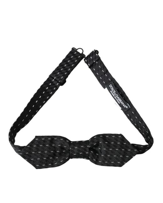 Dolce & Gabbana Black Stitched Silk Neck Bow Tie for men