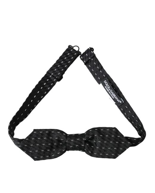 Dolce & Gabbana Black Stitched Silk Neck Bow Tie for men