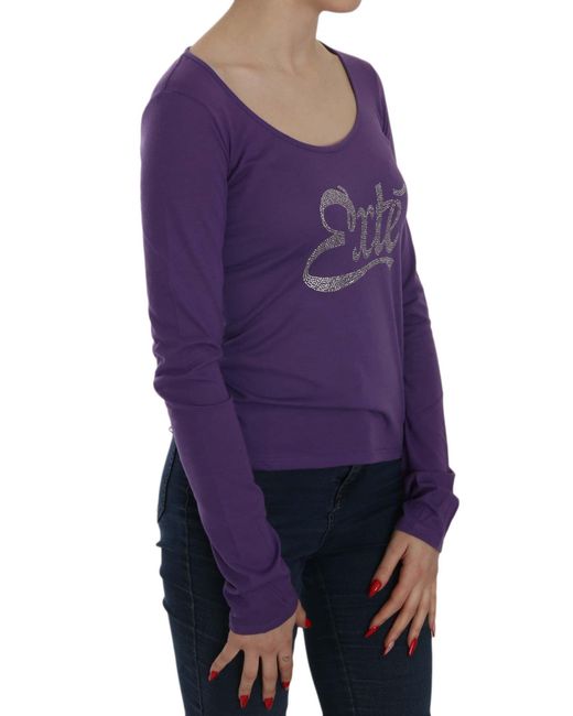Exte Crystal Embellished Ls Casual Top Purple Tsh3908