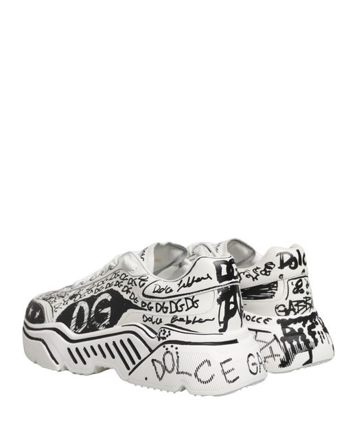 Dolce & Gabbana White Daymaster Graffiti Low Top Sneakers Shoes