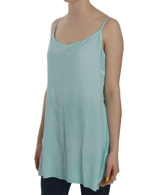 Ermanno Scervino Sleeveless Spaghetti Top Blue Tsh3759