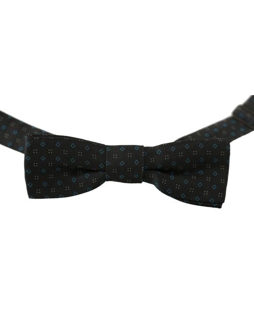 Dolce & Gabbana Black Elegant Silk Patterned Bow Tie for men