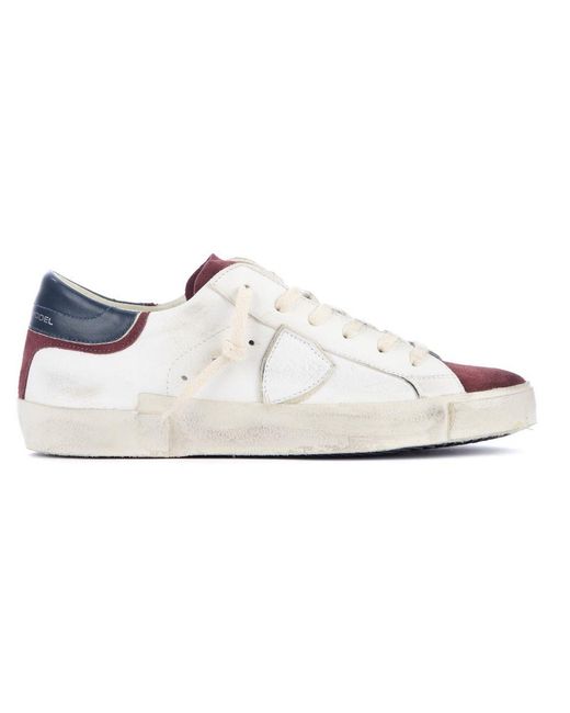 Philippe Model White Elegant Leather Sneakers With Suede Accents for men