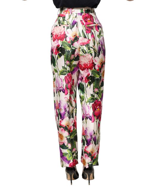Dolce & Gabbana Multicolor Floral Print Tapered Trouser Pants