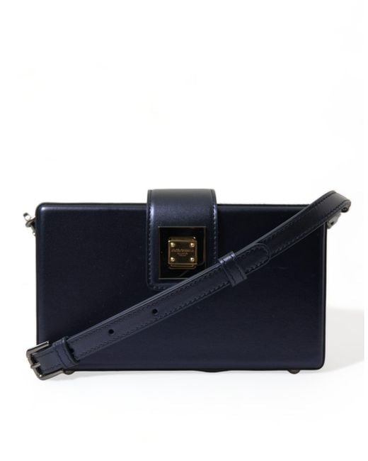 Dolce & Gabbana Blue Elegant Dark Lambskin Leather Box Bag