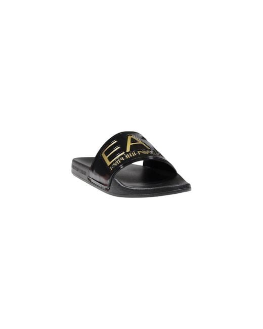 EA7 Black Bicolor Pvc Slippers for men