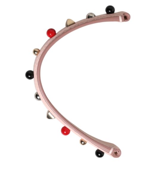 Dolce & Gabbana Light Pink Embellished Leather Bag Handle Shoulder Strap