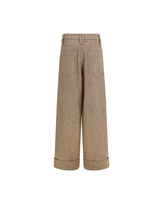 Brunello Cucinelli Natural Beige Wool Oves Aries Casual Pants