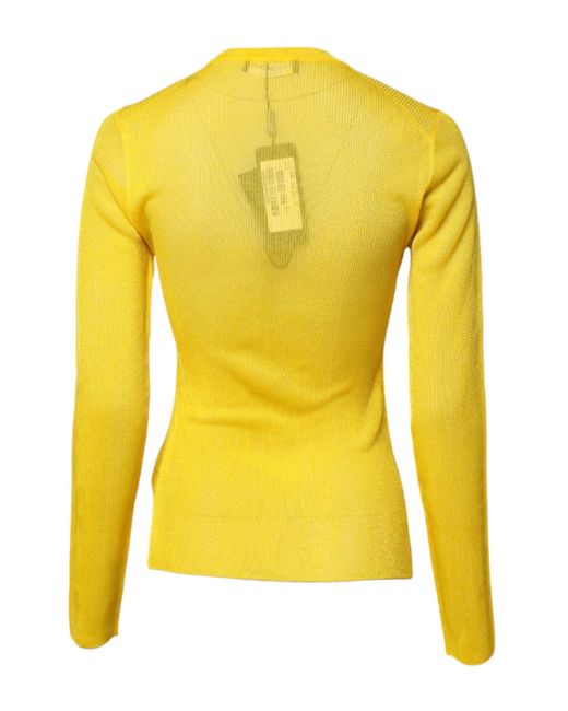 Dolce & Gabbana Yellow Ribbed Knit Longsleeve Sweater