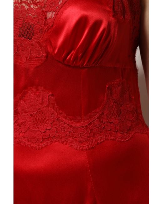 Dolce & Gabbana Red Silk Sleeveless Maxi Long Dress