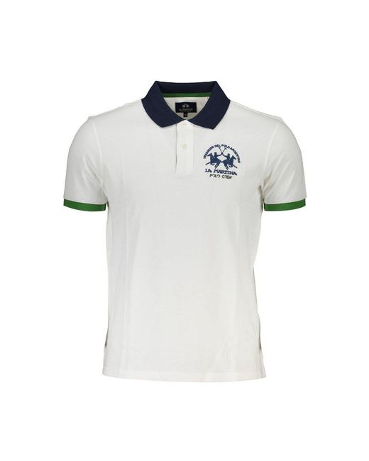 La Martina White Cotton Polo Shirt for men