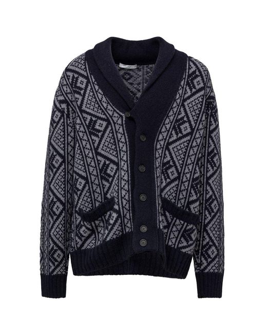 Cruciani Blue Bicolor Cashmere Cardigan for men