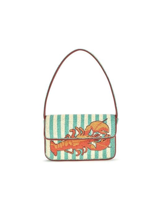 Staud Blue Multicolor Rayon Shoulder Bag