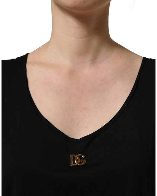 Dolce & Gabbana Black Gold Dg Logo Cotton Sleeveless Tank Top