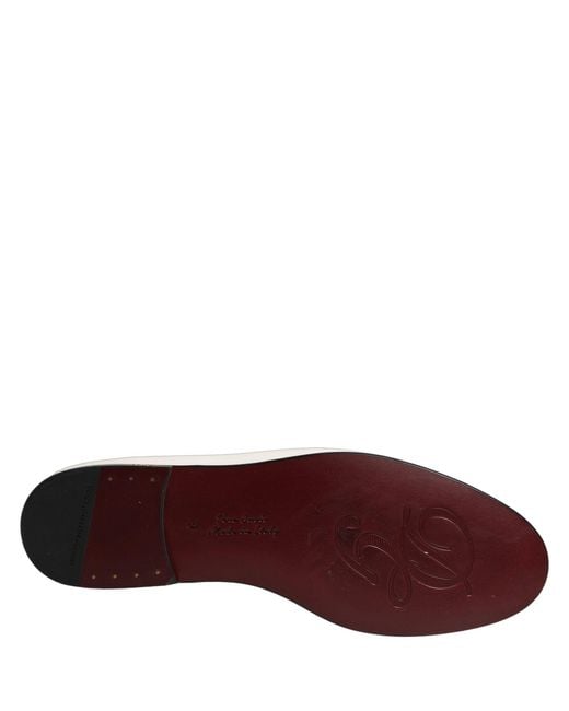 Dolce & Gabbana White Leather Logo Slip On Men Loafers Shoes for men