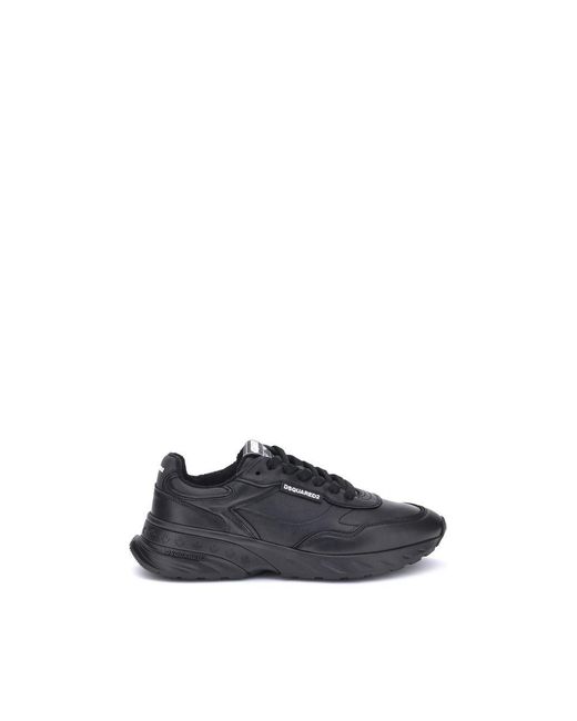 DSquared² Blue Black Calf Leather Bos Taurus Athletic Sneakers for men