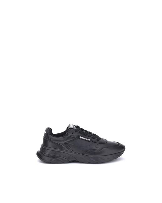 DSquared² Blue Black Calf Leather Bos Taurus Athletic Sneakers for men