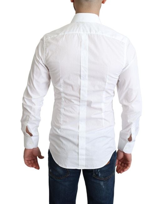 Dolce & Gabbana White Cotton Long Sleevesformal Shirt for men