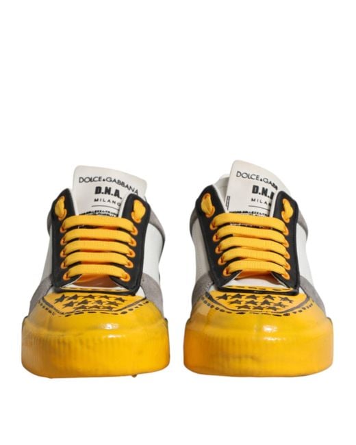 Dolce & Gabbana Yellow Leather Dna Low Top Sneakers Shoes for men