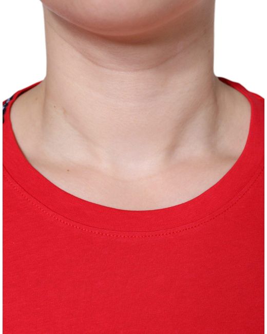 Dolce & Gabbana Red Cotton Crew Neck Short Sleeve Tee T-Shirt