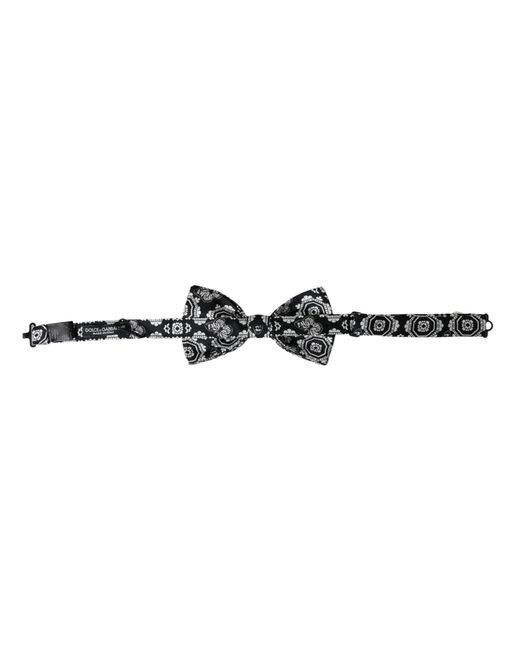 Dolce & Gabbana Black Printed Adjustable Neck Bow Tie for men