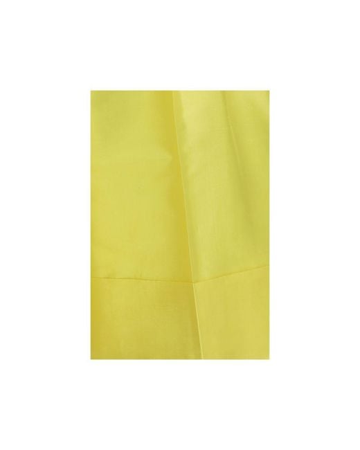 Sara Roka Yellow Bicolor Silk Bermuda Shorts