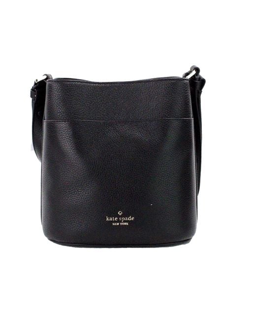 Kate Spade Leila Small Black Pebbled Leather Bucket Shoulder Crossbody Bag