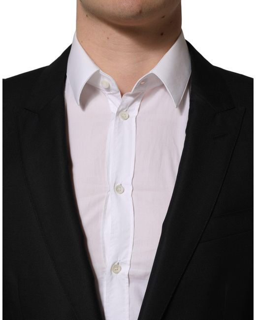 Dolce & Gabbana Black Dark Blue Wool Single Breasted Men Blazer Jacket for men