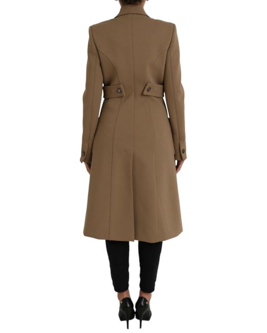 Dolce & Gabbana Natural Button Down Long Trench Coat Jacket