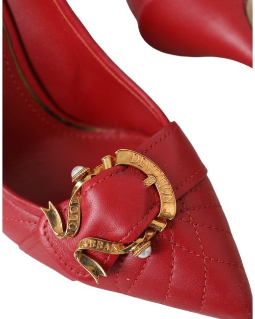 Dolce & Gabbana Red Devotion Leather Heels Pumps Shoes