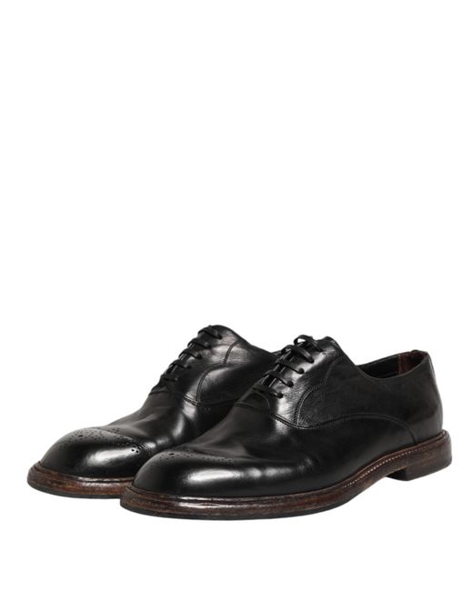 Dolce & Gabbana Black Calfskin Leather Oxford Dress Shoes for men
