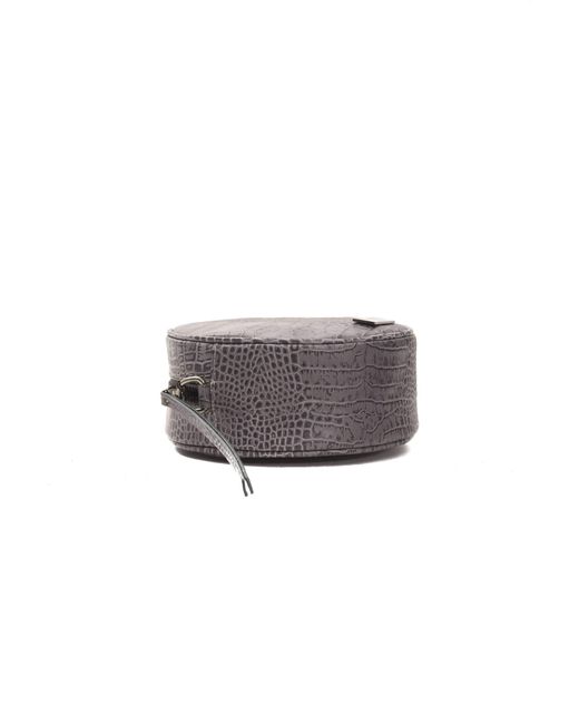 Pompei Donatella Gray Chic Croc-Embossed Crossbody