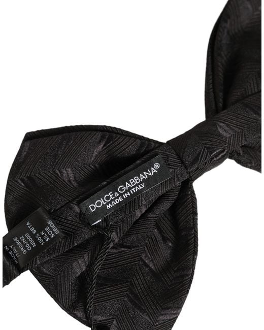 Dolce & Gabbana Men Black Patterned Adjustable Neck Papillon Bow Tie for men