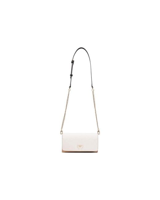 Guess White Beige Polyethylene Clutch Bag