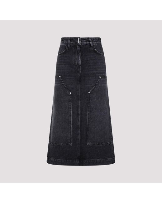 Givenchy Blue Faded Black Cotton Skirt
