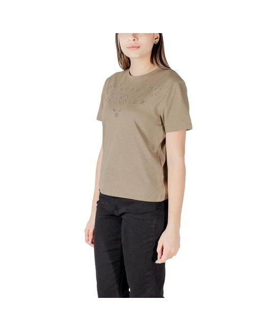 Jacqueline De Yong Natural Cotton T-Shirt