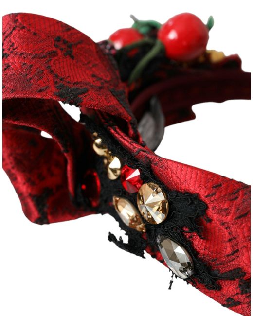 Dolce & Gabbana Red Cherry Sicily Embellished Hairband Diadem