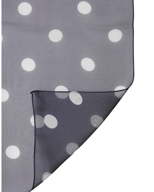 Dolce & Gabbana Gray Polka Dot Silk Square Foulard 91.5Cm X 89.5Cm Scarf for men