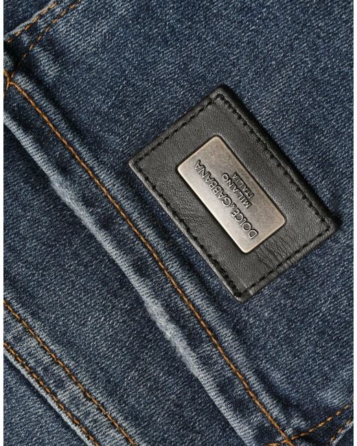 Dolce & Gabbana Dark Blue Washed Skinny Mid Waist Denim Jeans