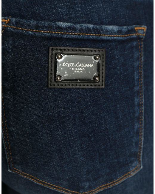 Dolce & Gabbana Dark Blue Cotton Stretch Denim Skinny Jeans