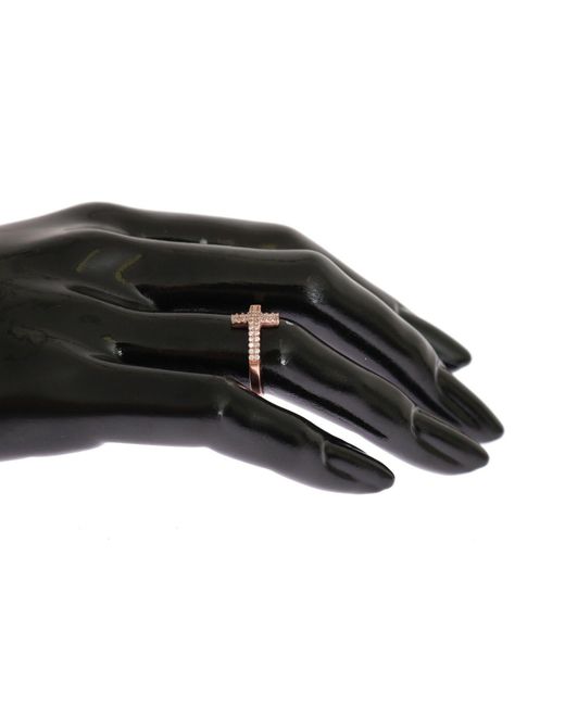 Nialaya Pink Gold 925 Silver S Cross Cz Ring