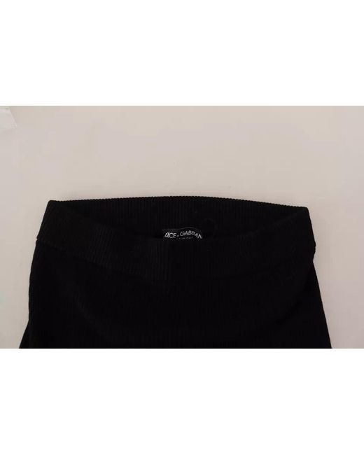 Dolce & Gabbana Black High Waist Stretch Pants Tights