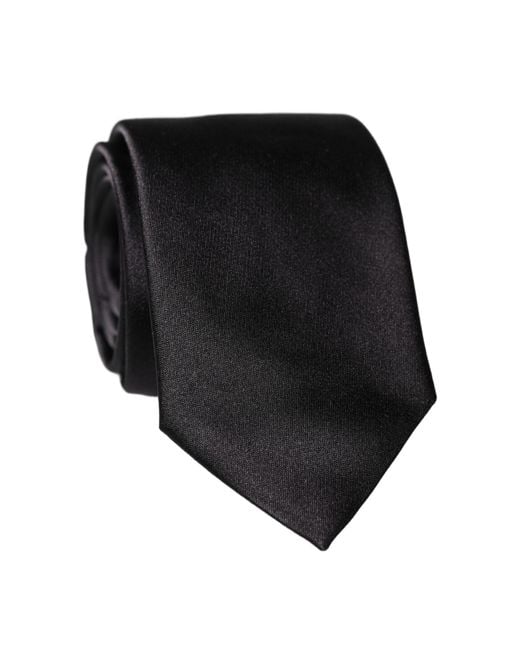 Dolce & Gabbana Black Solid 100% Silk Adjustable 'Sd Neckmen's Tie for men