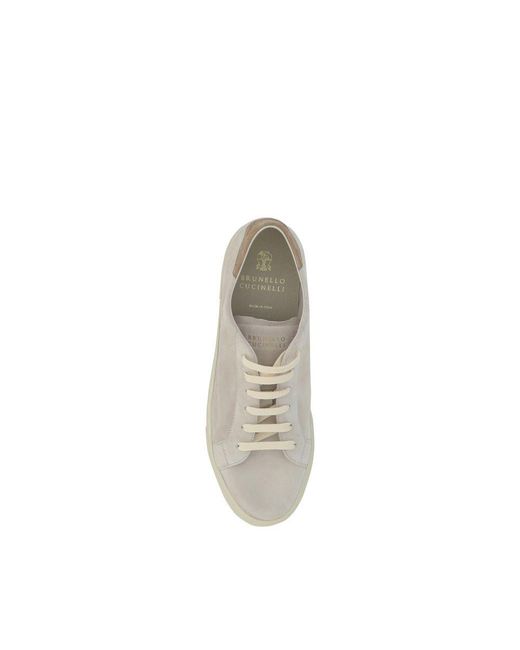 Brunello Cucinelli Cream White Leather Sneakers for men