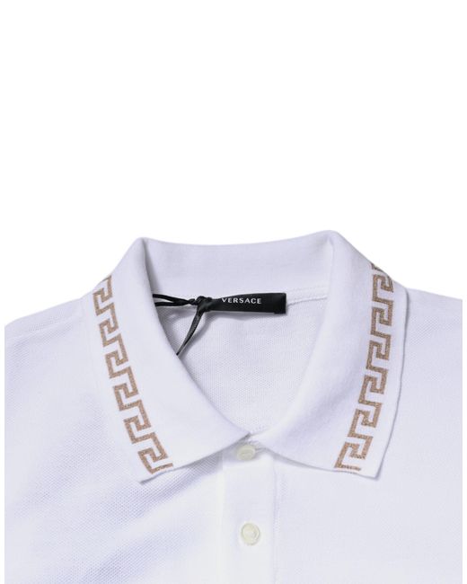 Versace Blue White Viscose Collared Men Polo Short Sleeves T for men